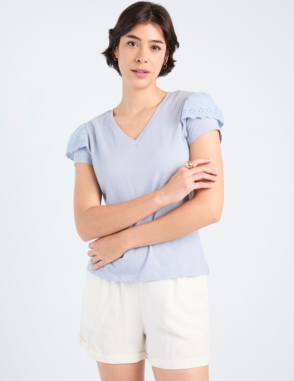 Playera manga corta cuello redondo para mujer 2
