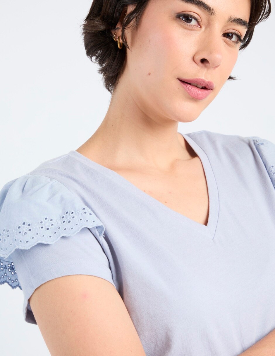 Playera manga corta cuello redondo para mujer 4