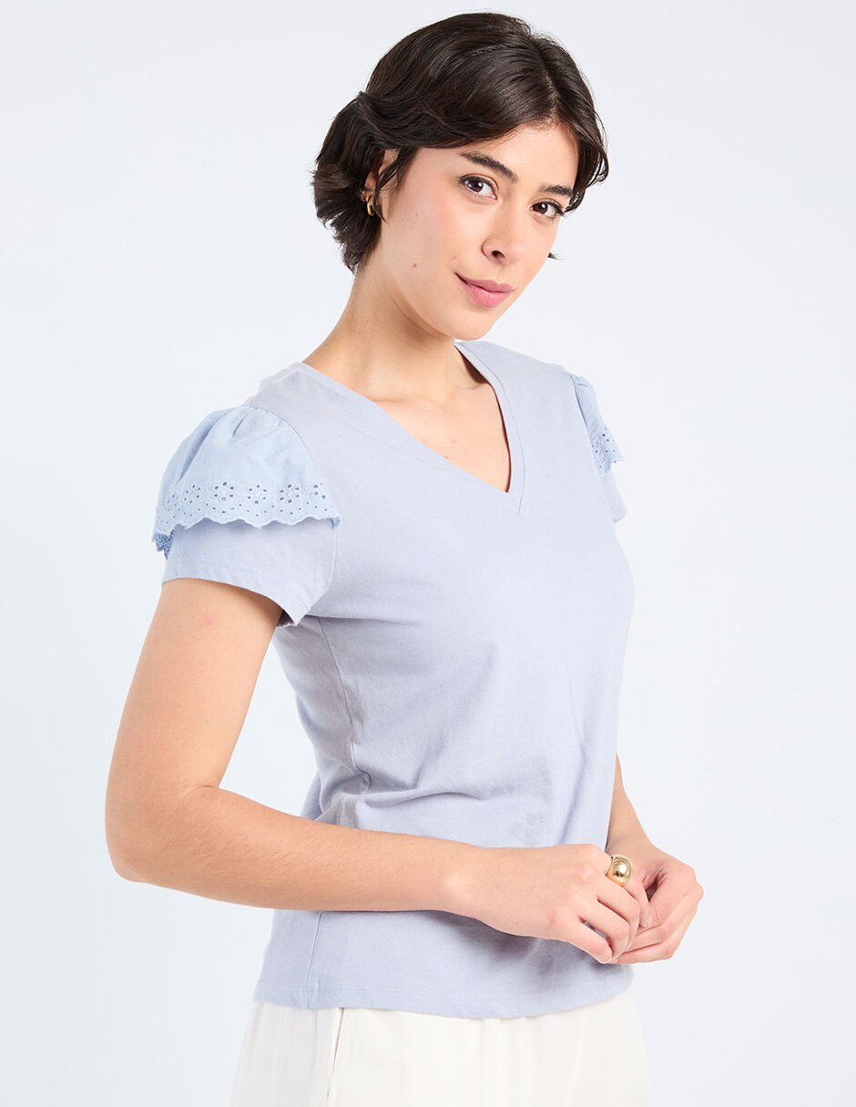 Playera manga corta cuello redondo para mujer Playera manga corta cuello redondo para mujer